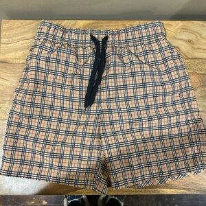 Authentic Burberry Checkered boys swim trunks in Tan and Black size 10y